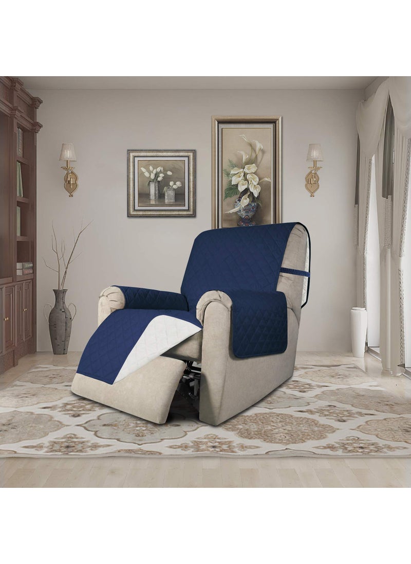 Easy-Going Easy-Going Recliner Chair Slipcover Reversible Sofa Cover Water Resistant Couch Cover Furniture Protector with Elastic Straps for Pets Dog (Recliner  Navy/Ivory)  - Image 2