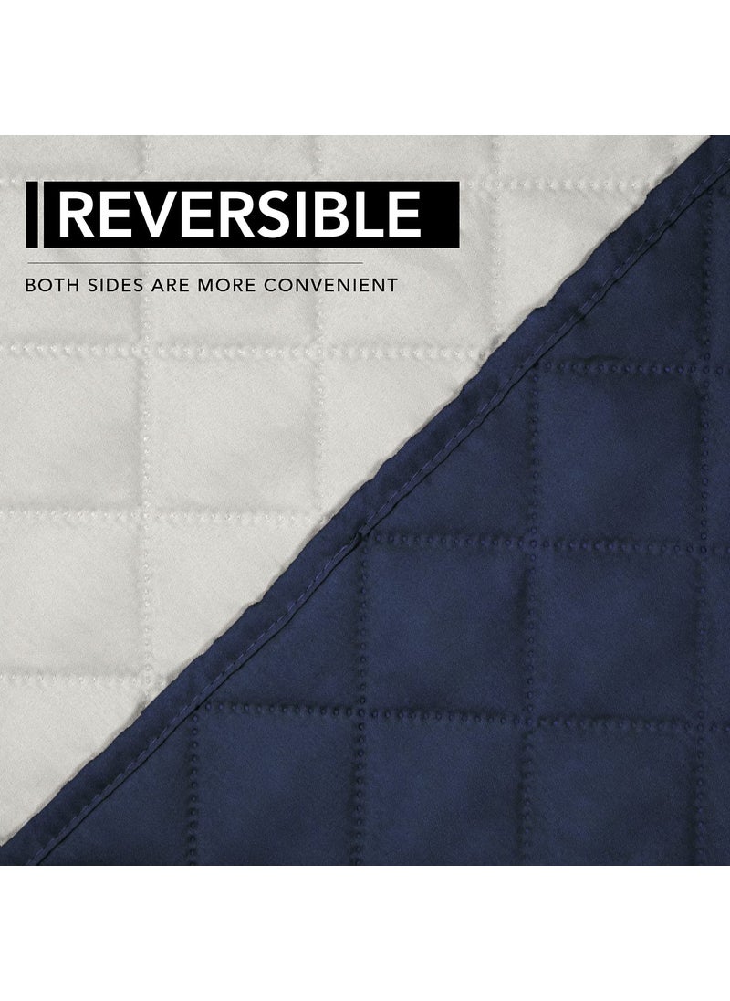 Easy-Going Easy-Going Recliner Chair Slipcover Reversible Sofa Cover Water Resistant Couch Cover Furniture Protector with Elastic Straps for Pets Dog (Recliner  Navy/Ivory)  - Image 3