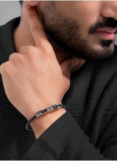 CERRUTI 1881 Adriano Silver and Black Leather Bracelet  - Image 4
