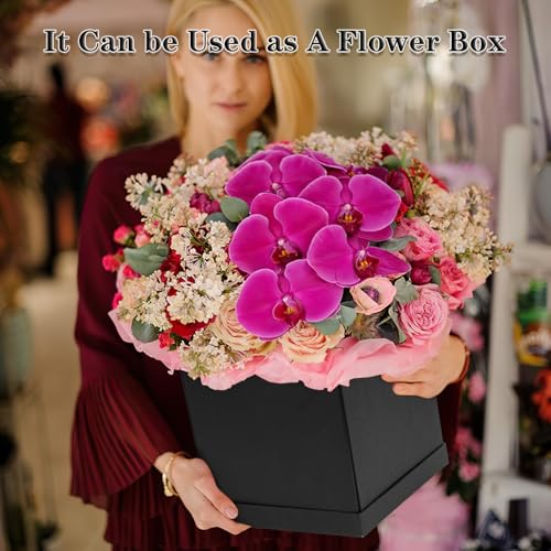 Jaywayang 10" Large Gift Box with Lid and Ribbon, Black Gift Box with Paper Filler for Birthday, Wedding, Valentine's Day, Father's Day, Anniversarry Presents Wrapping. - Image 3