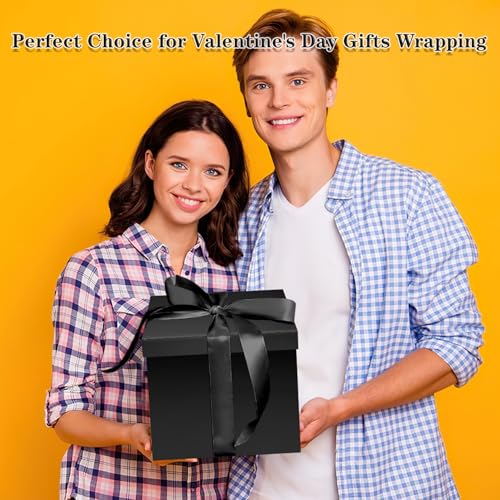 Jaywayang 10" Large Gift Box with Lid and Ribbon, Black Gift Box with Paper Filler for Birthday, Wedding, Valentine's Day, Father's Day, Anniversarry Presents Wrapping. - Image 5