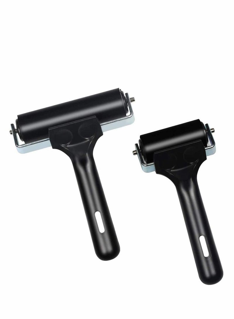 2Pcs Rubber Roller Brayer Rollers Glue Roller for Ink Paint Block Stamping, Printmaking Wallpaper and Arts & Crafts Soft Rubber Brayer Roller for Printmaking Wallpaper - Image 1