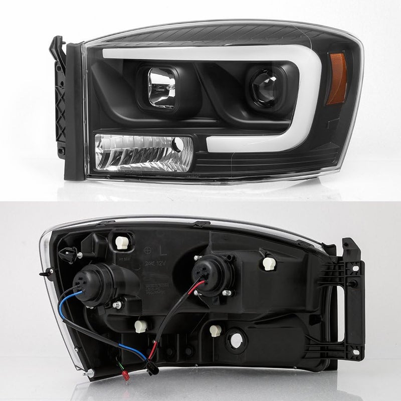 AKKON LED Daytime Running Lamp Bar Projector Headlights for 2006-2008 Dodge RAM 1500 & 2006-2009 Dodge RAM 2500/3500 - Black Combo - Image 3