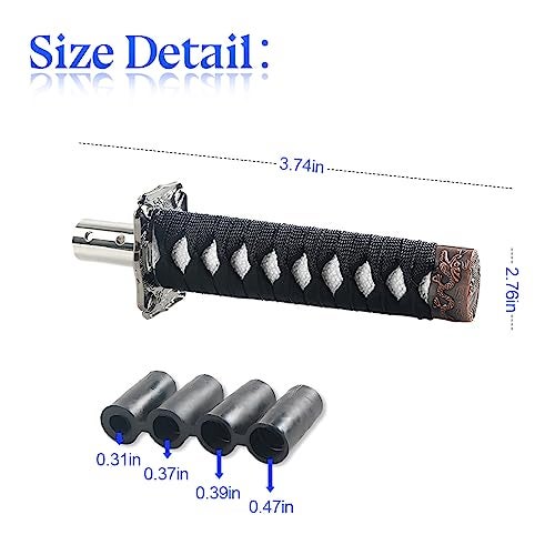 zipelo Samurai Sword Shift Knob, 6 Inch (15cm) Short Gear Shift Knob with 4 Adapters, Samurai Shift Gear Lever for Manual Transmission Cars Most Automatic Transmission Cars(Black/White) - Image 2