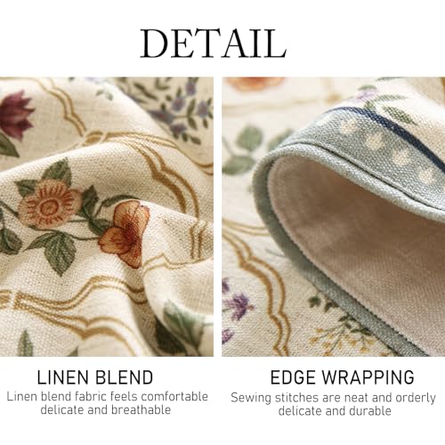 ISAENNE Designer Vintage Elegant Linen Table Runner 71 Inches Long,Colorful Wildflower Pattern Runner,Decor Table Runners for Dining Tables,Thanksgiving,Christmas,Banquet,12"*71"-Serenity B - Image 5