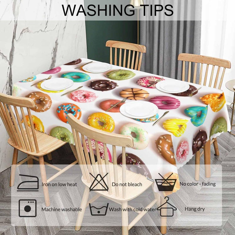 Beabes Decorative Rectangle Tablecloth 52X70 Donuts Colorful Glazed Donuts Wrinkle Free Table Cover Picnic Table Cloths for Parties Weddings Kitchen Dinner Tablecloth - Image 5