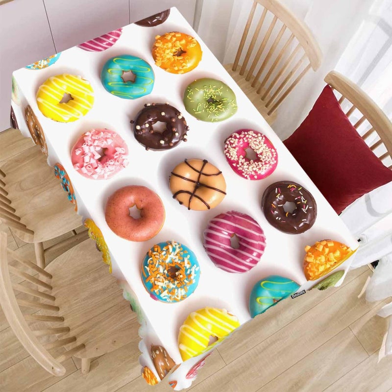 Beabes Decorative Rectangle Tablecloth 52X70 Donuts Colorful Glazed Donuts Wrinkle Free Table Cover Picnic Table Cloths for Parties Weddings Kitchen Dinner Tablecloth - Image 2