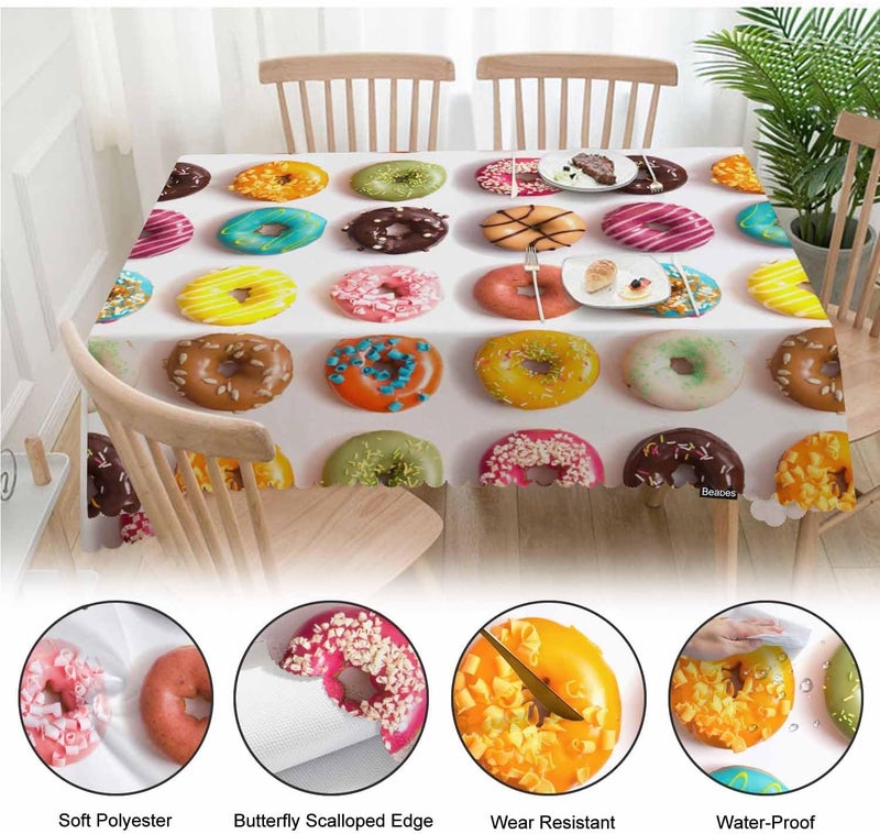 Beabes Decorative Rectangle Tablecloth 52X70 Donuts Colorful Glazed Donuts Wrinkle Free Table Cover Picnic Table Cloths for Parties Weddings Kitchen Dinner Tablecloth - Image 4