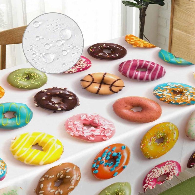 Beabes Decorative Rectangle Tablecloth 52X70 Donuts Colorful Glazed Donuts Wrinkle Free Table Cover Picnic Table Cloths for Parties Weddings Kitchen Dinner Tablecloth - Image 3