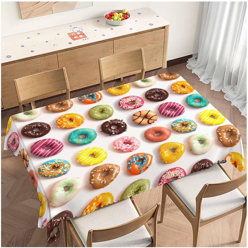 Beabes Decorative Rectangle Tablecloth 52X70 Donuts Colorful Glazed Donuts Wrinkle Free Table Cover Picnic Table Cloths for Parties Weddings Kitchen Dinner Tablecloth - Image 1