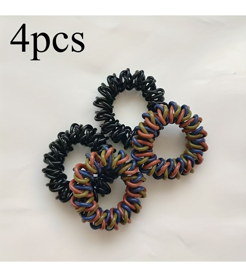 4pcs Spiral Hair Ties High Elasticity Gentle On Thick Hair For Ponytails Buns Everyday Hairstyles - Image 5