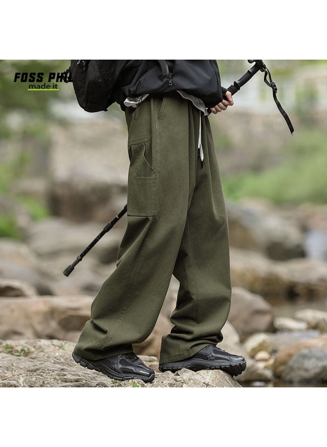 Foss Phil Men's Pure Cotton Outdoor Workwear Lumberjack Pants Autumn Winter Loose Fit Straight Leg Casual Pants Fpk48 Army Green M - Image 5