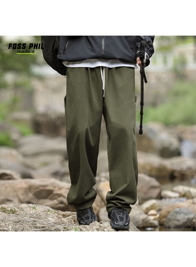 Foss Phil Men's Pure Cotton Outdoor Workwear Lumberjack Pants Autumn Winter Loose Fit Straight Leg Casual Pants Fpk48 Army Green M - Image 2