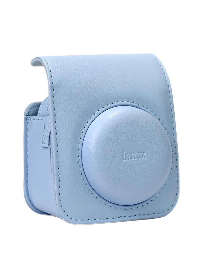 Carion INSTAX MINI 12 Protective Case Compatible with Instax Mini 12 Camera PU Leather Bag with Pocket and Adjustable Shoulder Strap, Pastel Blue