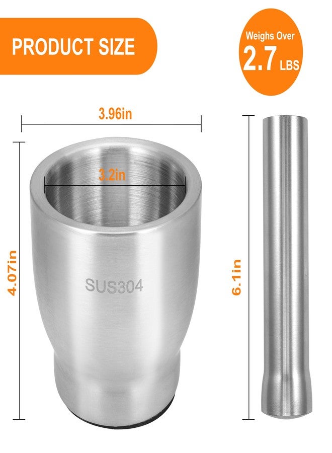 QangBoon Stainless Steel Mortar and Pestle Set,Herb Crusher,Spice Grinder,Pill Grinder with Lid,Make Fresh Guacamole,Salsa, Pesto - Image 3