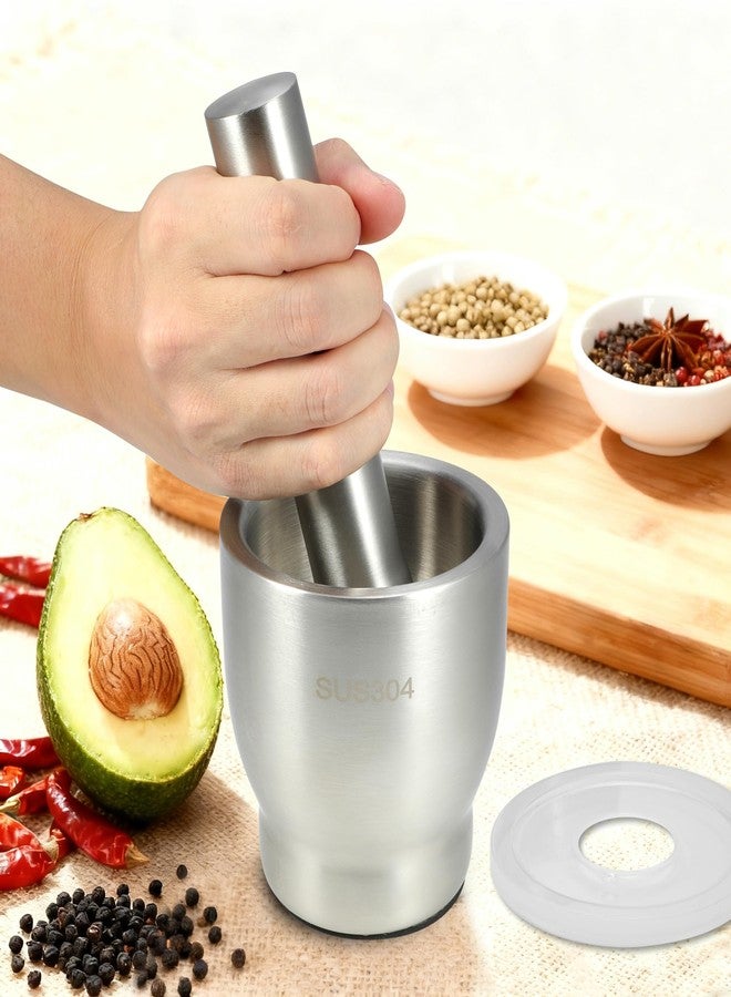 QangBoon Stainless Steel Mortar and Pestle Set,Herb Crusher,Spice Grinder,Pill Grinder with Lid,Make Fresh Guacamole,Salsa, Pesto - Image 5