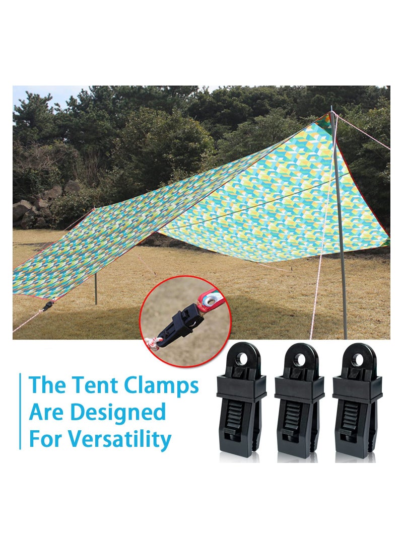 SYOSI 12PCS Tarp Clip Crocodile Mouth for Multipurpose Secures, Heavy-Duty Tent Clips Sliding Lock Design Tarp Clips Waterproof for Swimming Pool, Cover Awnings, Outdoor Camping, Caravan Canopies, Car Cover - Image 2