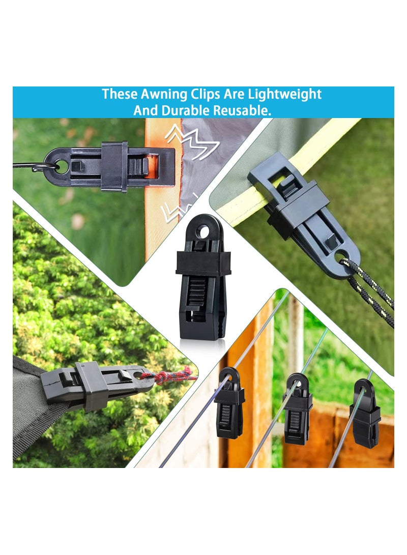 SYOSI 12PCS Tarp Clip Crocodile Mouth for Multipurpose Secures, Heavy-Duty Tent Clips Sliding Lock Design Tarp Clips Waterproof for Swimming Pool, Cover Awnings, Outdoor Camping, Caravan Canopies, Car Cover - Image 3