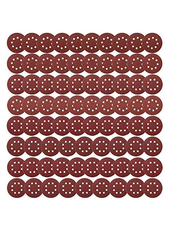 80 قطعة من ورق الصنفرة المداري مقاس 5 بوصات و8 فتحات وأقراص الصنفرة المدارية المتنوعة بحبيبات 40 و60 و80 و100 و150 و180 و240 و320 لصنفرة المدار العشوائية القوية - Image 1