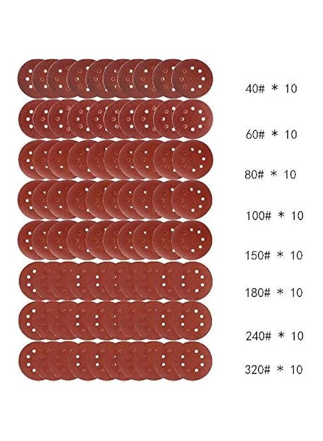 80 قطعة من ورق الصنفرة المداري مقاس 5 بوصات و8 فتحات وأقراص الصنفرة المدارية المتنوعة بحبيبات 40 و60 و80 و100 و150 و180 و240 و320 لصنفرة المدار العشوائية القوية - Image 3