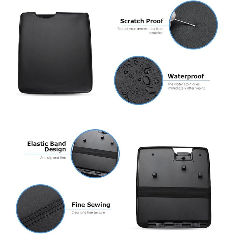 INTGET Car Center Console Armrest Cover for 2025 Ford F150 Accessories 2015-2023 2024/for F250 F350 F450 F550 2017-2024 40/20/40 Jump Seat Console Lid Seat Cover (black stitches, 2015-2024 Jump Seat) - Image 3