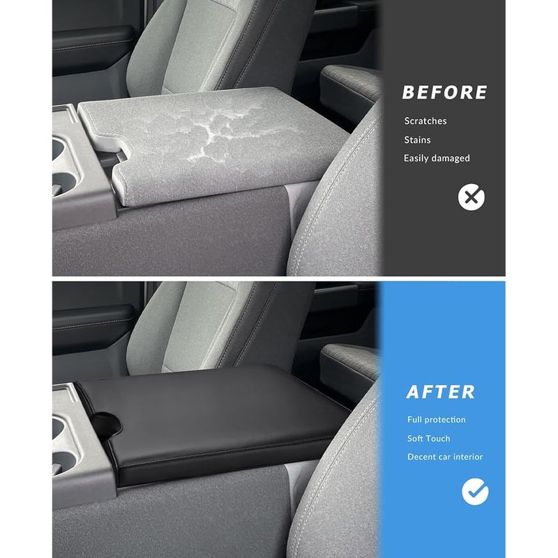 INTGET Car Center Console Armrest Cover for 2025 Ford F150 Accessories 2015-2023 2024/for F250 F350 F450 F550 2017-2024 40/20/40 Jump Seat Console Lid Seat Cover (black stitches, 2015-2024 Jump Seat) - Image 2