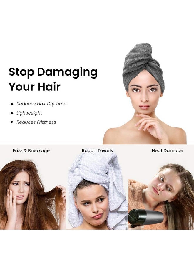 Mush لفافة منشفة شعر من الخيزران | منشفة ماصة لتجفيف الشعر | مجموعة العناية بالشعر | تجفيف سريع للغاية | أزرار قابلة للتعديل لتلتف حول الشعر 500 غم (رمادي داكن) - Image 4
