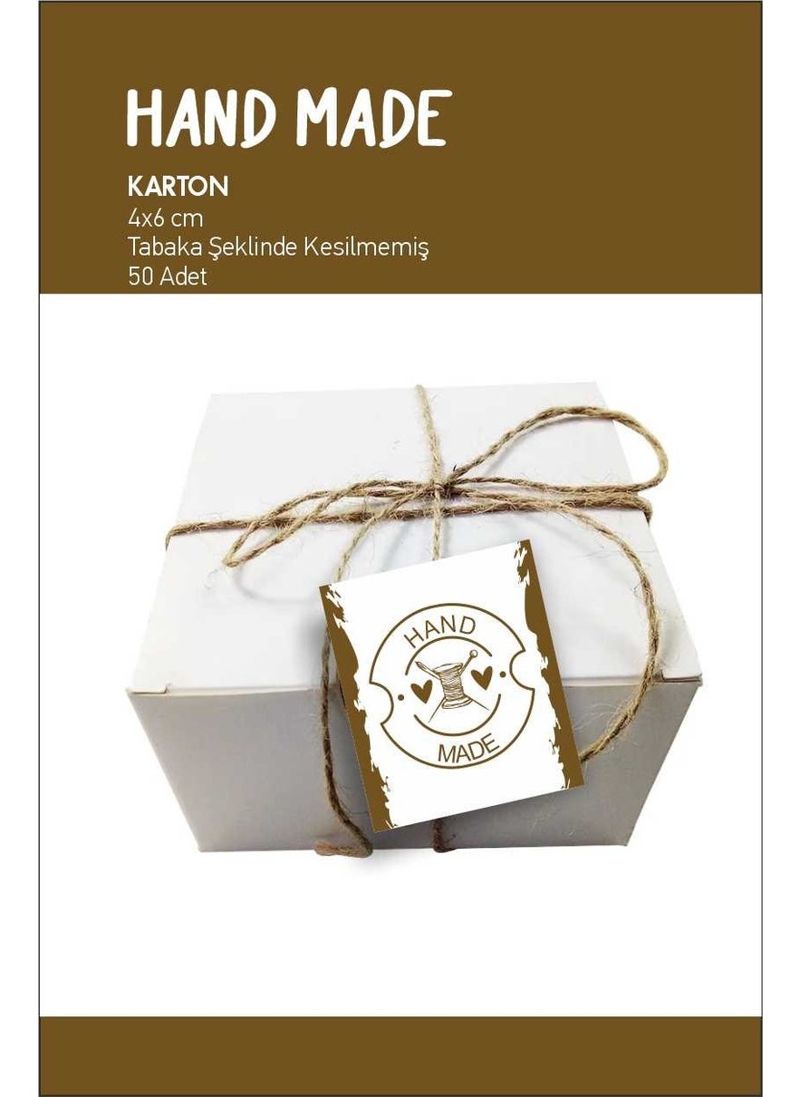 HSN Hand Made Handmade Product Label 50 Pieces 4X6CM Cardboard  - Image 1