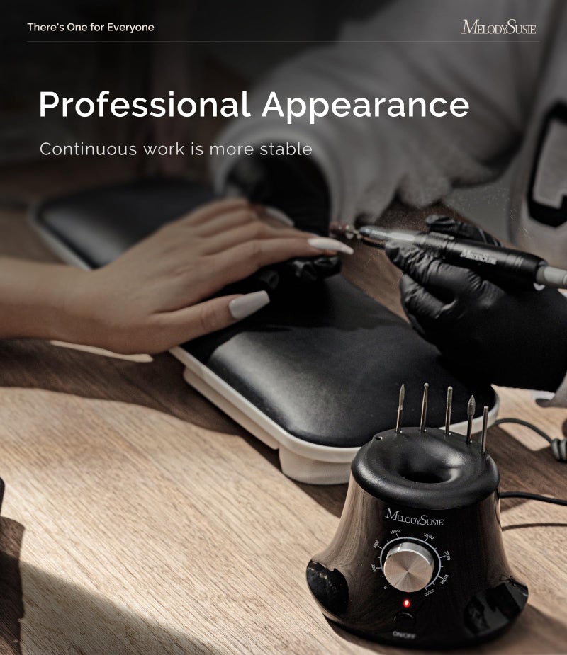 MelodySusie Multifunctional Desktop Cordless Nail Drill with Foot Pedal, SC320I 30000RPM E-File with Bit Holders & Elegant Design for Manicure Shaping & Gel Removal, Ideal for Nail Artists & Home Use - Image 3