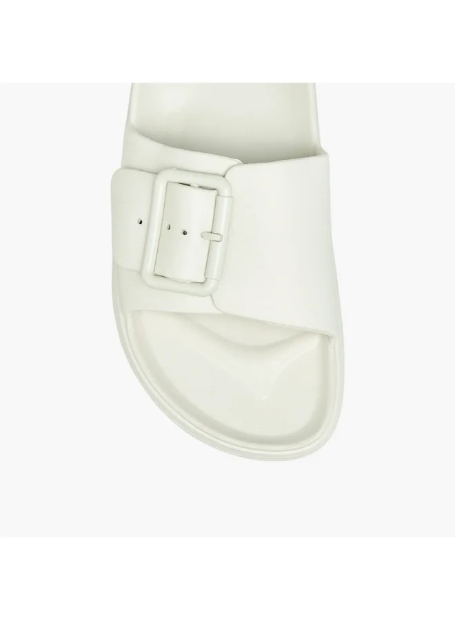 Flora Bella By Shoexpress Women Buckle Detail Slip-On Sandals