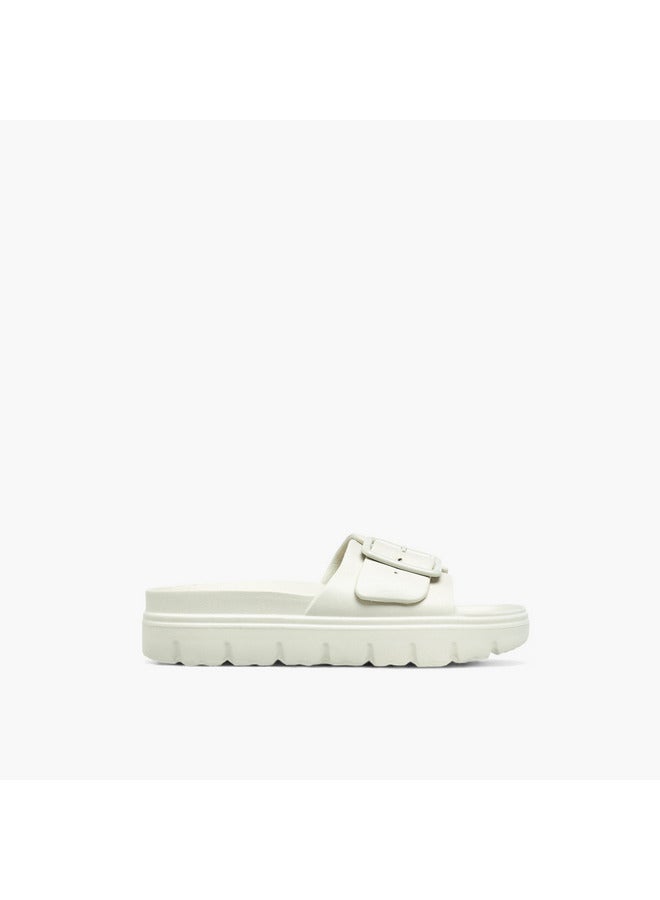 Flora Bella By Shoexpress Women Buckle Detail Slip-On Sandals - Image 1