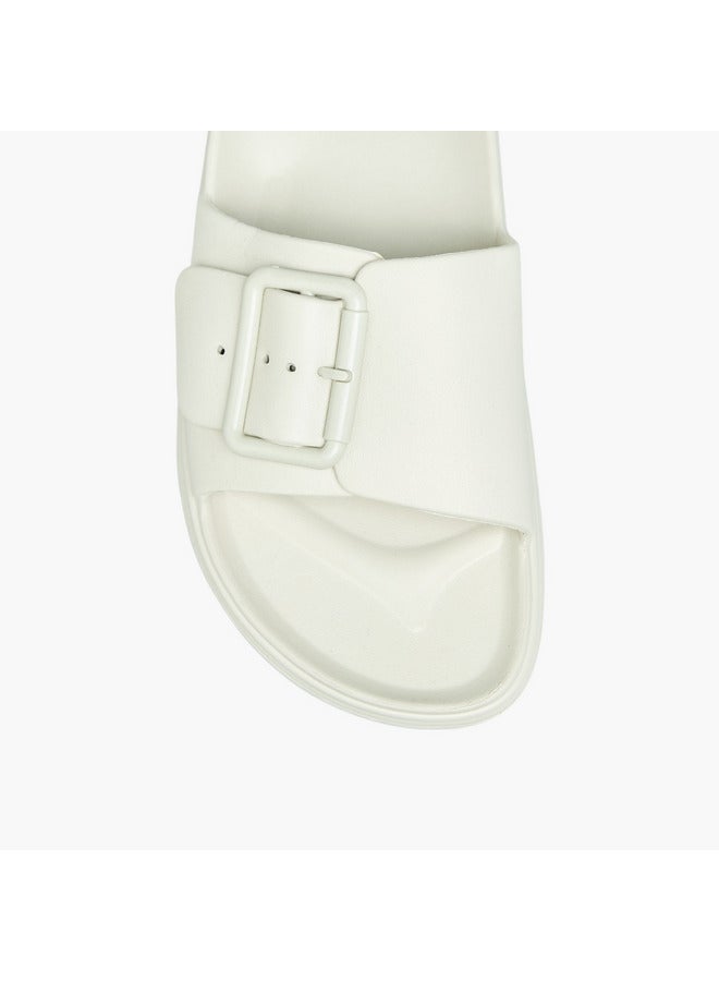 Flora Bella By Shoexpress Women Buckle Detail Slip-On Sandals - Image 3