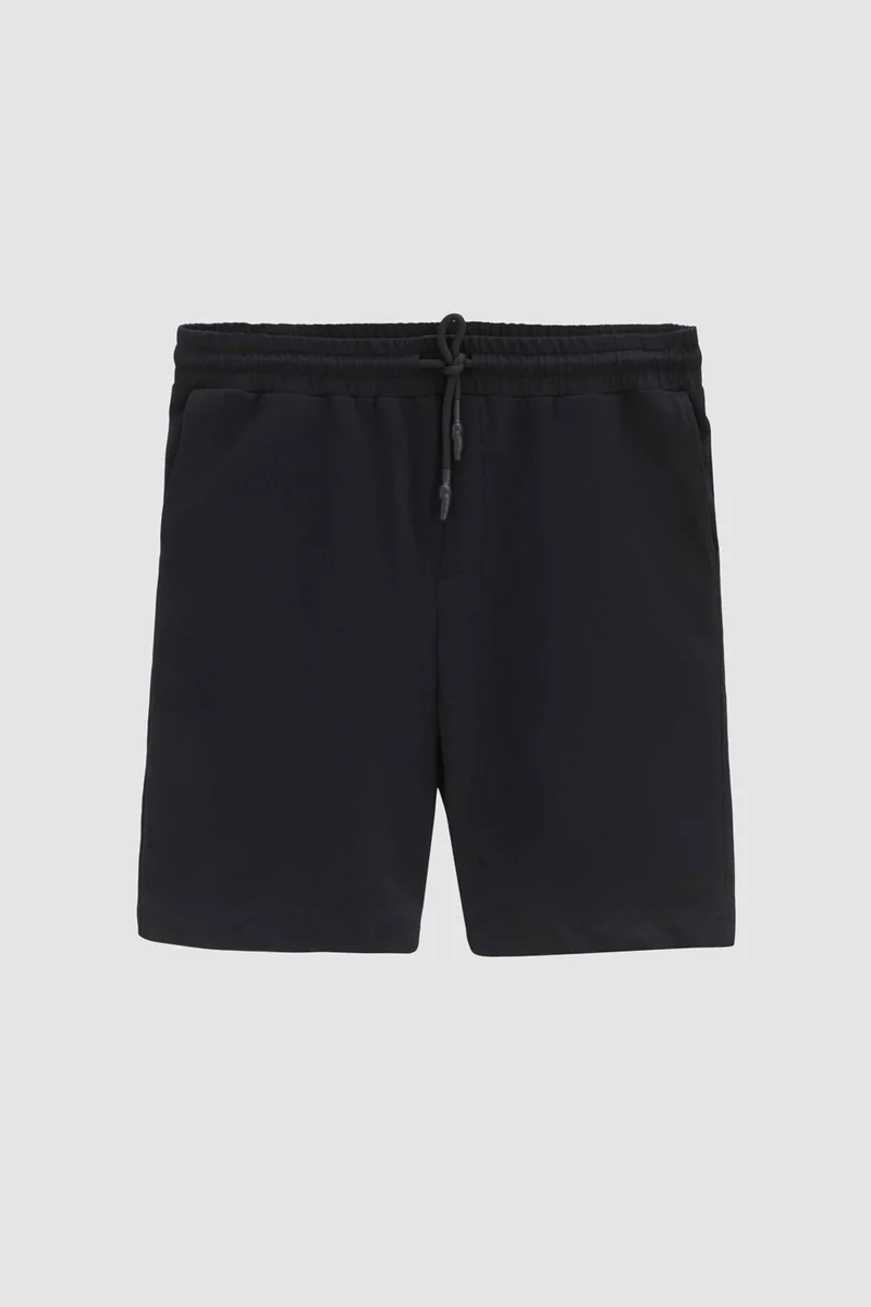 D'S DAMAT Ds Damat Slim Fit Black Elastic Waist Cord Detailed Comfortable Cotton Knitted Shorts 3HC13ORT21021
