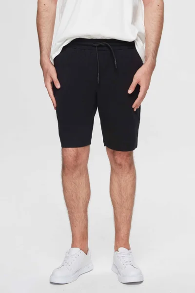 D'S DAMAT Ds Damat Slim Fit Black Elastic Waist Cord Detailed Comfortable Cotton Knitted Shorts 3HC13ORT21021
