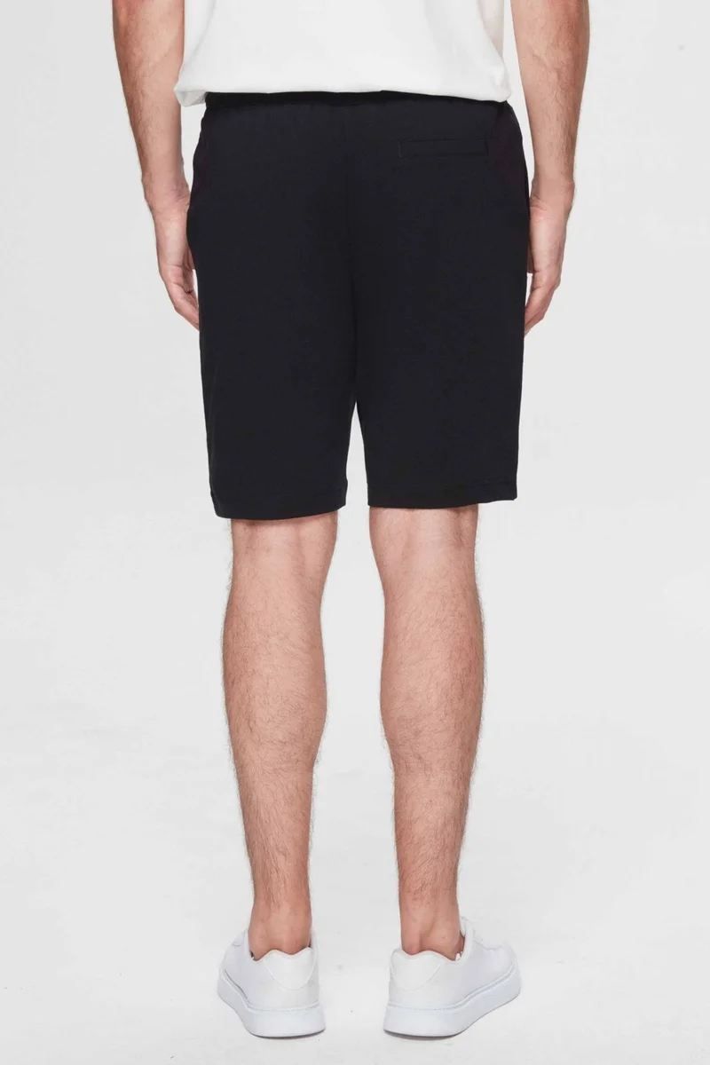 D'S DAMAT Ds Damat Slim Fit Black Elastic Waist Cord Detailed Comfortable Cotton Knitted Shorts 3HC13ORT21021