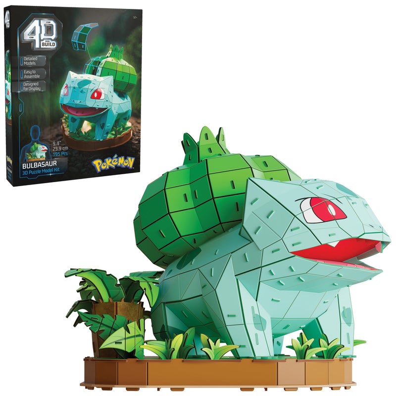 4D Build, PokÃ©mon Bulbasaur 3D Model Kit, PokÃ©mon Figure, Kanto First Partner Collection, Desk DÃ©cor, 195 Pieces, Gift Ideas for Ages 12 & Up - Image 1