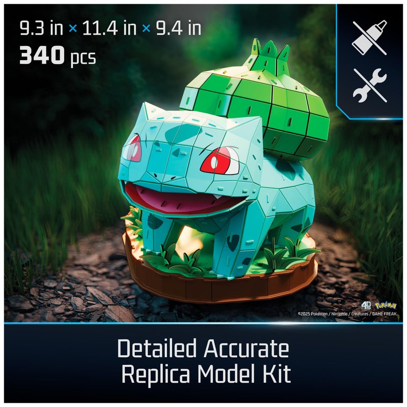 4D Build, PokÃ©mon Bulbasaur 3D Model Kit, PokÃ©mon Figure, Kanto First Partner Collection, Desk DÃ©cor, 195 Pieces, Gift Ideas for Ages 12 & Up - Image 2