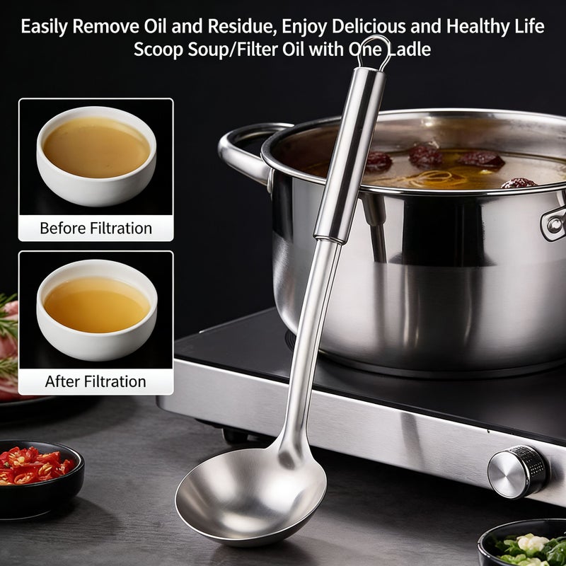 Durable 304 Stainless Steel Oil Separation Spoon 3pcs Versatile Skimmer Ladle With Strainer For Grease Separation And Dredging Perfect For Home Cooking School Meals Restaurants And Cafeterias - Image 3