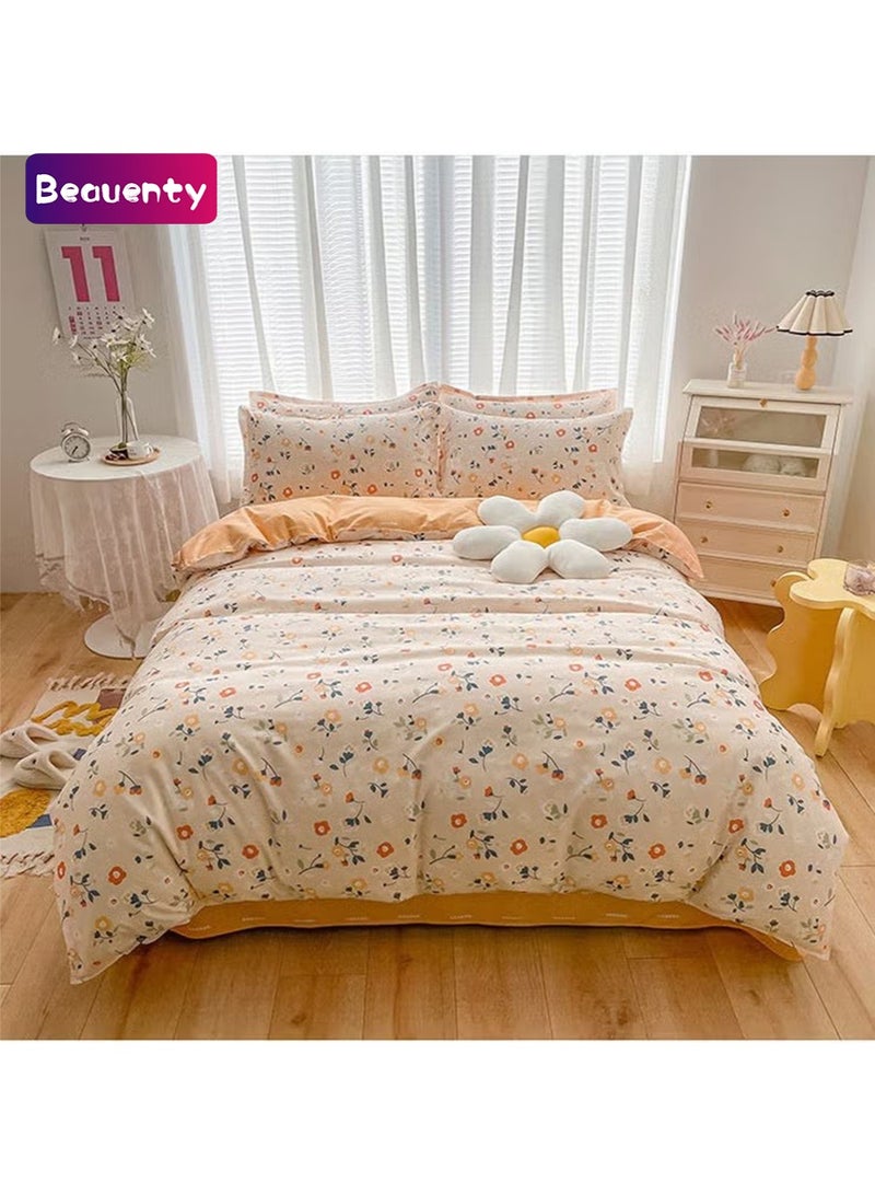 Beauenty 2m sheets Orange flower bedding 4 pieces set - Image 1