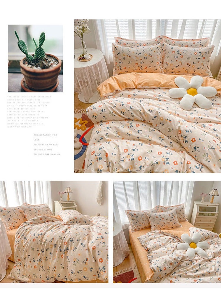 Beauenty 2m sheets Orange flower bedding 4 pieces set - Image 4