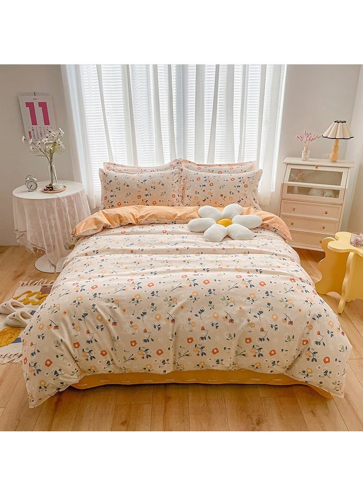 Beauenty 2m sheets Orange flower bedding 4 pieces set - Image 1