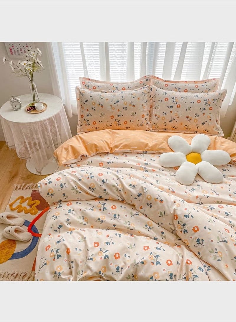Beauenty 2m sheets Orange flower bedding 4 pieces set - Image 3