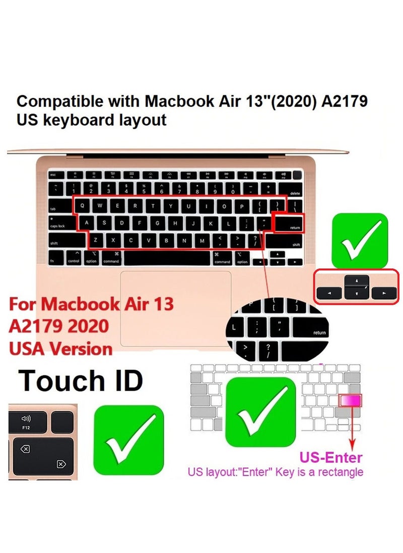 Generic - Silicone Arabic Keyboard Cover for Macbook Air 13inch 2020 2021 Release Touch ID M1 Chip A2179/A2337 US Keyboard Layout Cover Protector Skin Accessories (Arabic Letter Black Color) - Image 1