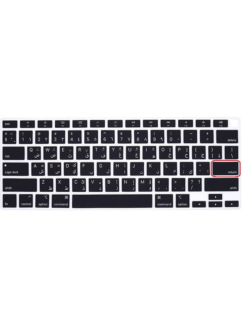 Generic - Silicone Arabic Keyboard Cover for Macbook Air 13inch 2020 2021 Release Touch ID M1 Chip A2179/A2337 US Keyboard Layout Cover Protector Skin Accessories (Arabic Letter Black Color) - Image 1