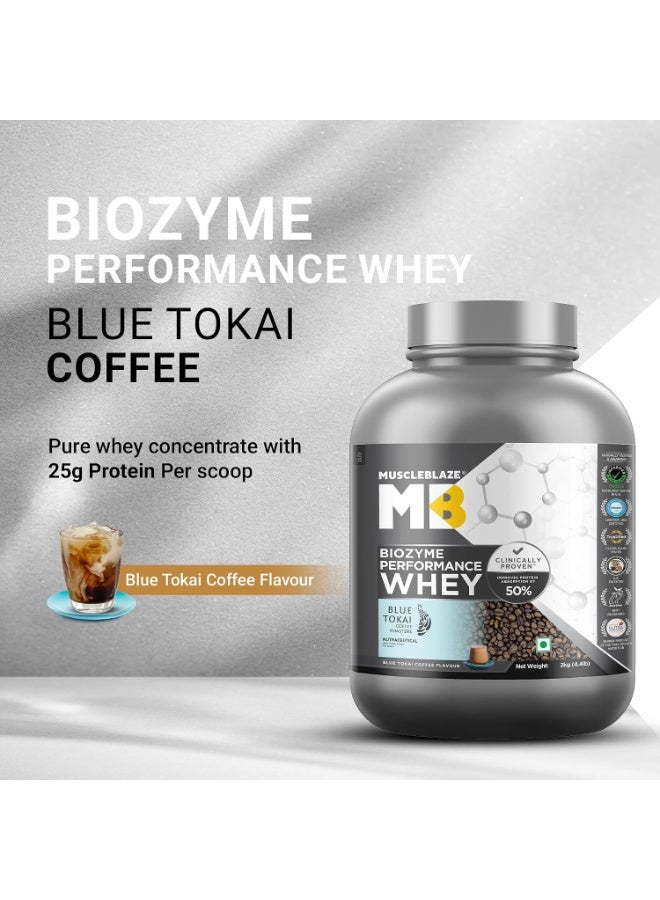MuscleBlaze Biozyme Performance Whey Protein Powder, Blue Tokai Coffee (2kg / 4.4lbs) & Micronised Creatine Monohydrate CreAMP, Unflavoured (32 Servings, 100g) | Combo Pack - Image 3