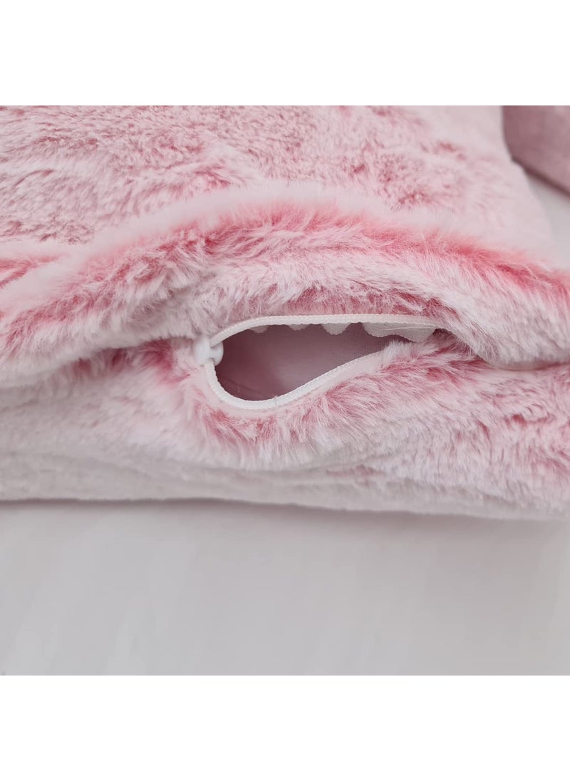Divine Casa Divine Casa Fluffy Fur Plush Double Bed Duvet Blanket Cover No Inside Filler Zipper Closure Ultra Soft Warm and Durable for All Season Pink Double  - Image 4