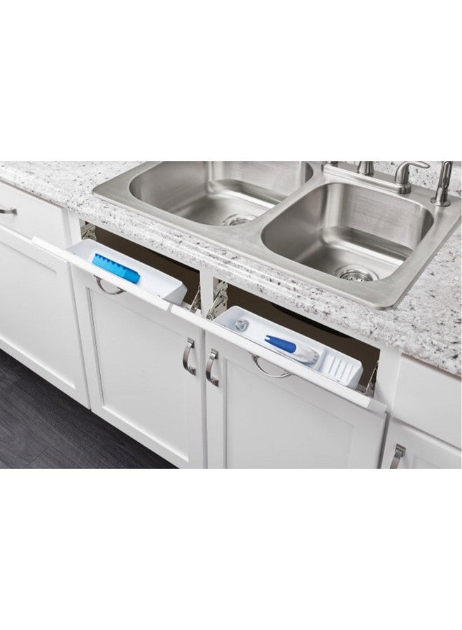 Rev-A-Shelf 11" Tip-Out Plastic Sink Trays for Kitchen and Bathroom Base Cabinet, Pack of 2 Pullout Vanity Shelf Home Organizer, White, 6572-11-11-52 - Image 1