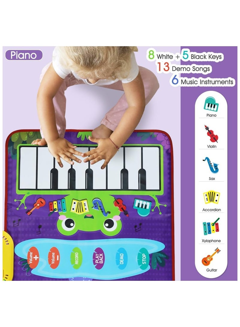 Soofam Baby Musical Mat for Boys Girls Gift, Baby Toys 2-in-1 Toddler Musical Toys Piano Keyboard Drum Mat with 2 Sticks, Early Education Learning Floor Blanket for 3+ Year Old Kids Birthday Present - Image 3