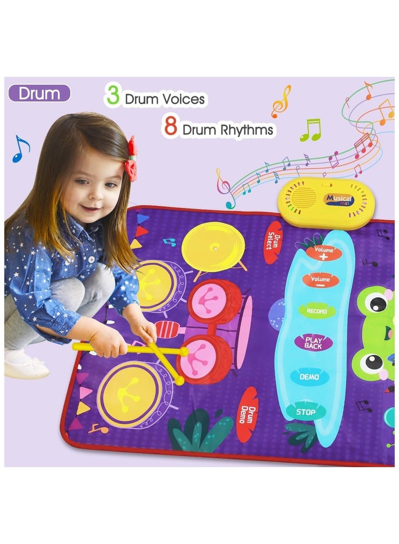 Soofam Baby Musical Mat for Boys Girls Gift, Baby Toys 2-in-1 Toddler Musical Toys Piano Keyboard Drum Mat with 2 Sticks, Early Education Learning Floor Blanket for 3+ Year Old Kids Birthday Present - Image 4