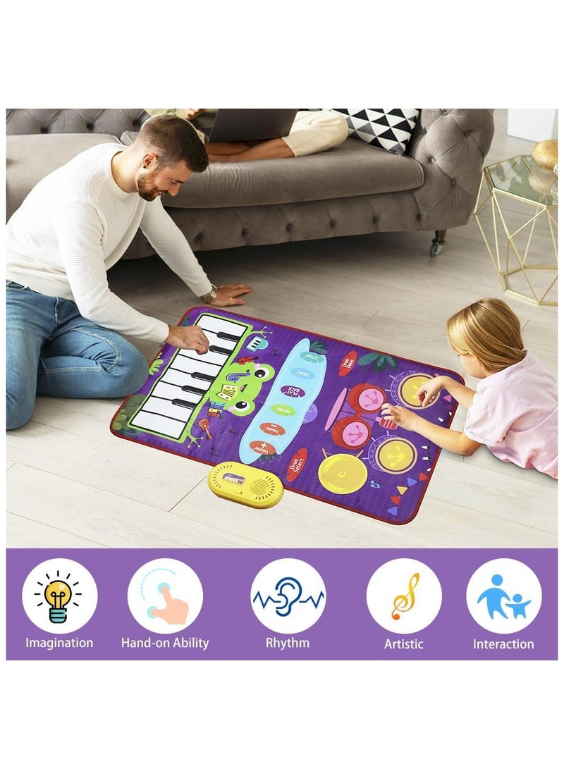 Soofam Baby Musical Mat for Boys Girls Gift, Baby Toys 2-in-1 Toddler Musical Toys Piano Keyboard Drum Mat with 2 Sticks, Early Education Learning Floor Blanket for 3+ Year Old Kids Birthday Present - Image 5